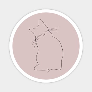 Minimalist Line Art Cat Drawing Magnet